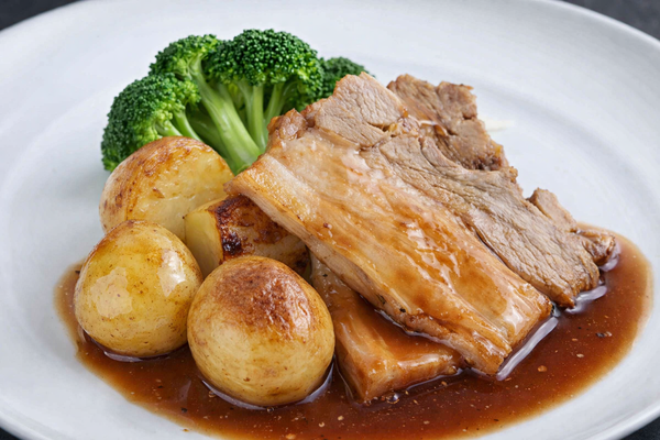 Pork Belly Dinner with New Potatoes & Broccoli