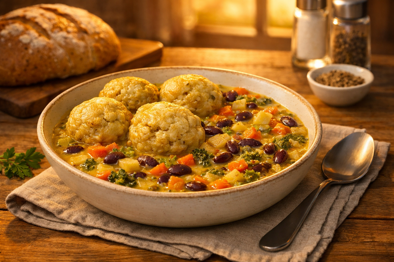Vegetable Stew with Cheese Dumplings